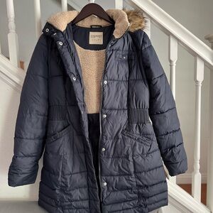 Esprit Women's Size Small Black Full Zip‎ Down Puffer Jacket W/HOOD